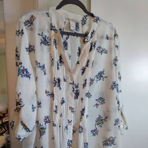 Silky Floral Button-Up Blouse